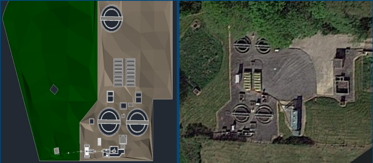 Aerial 3D site model compared to drone photography